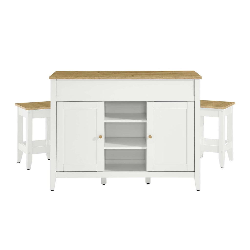 Garland 3-Piece Kitchen Island and Stool Set by Modway