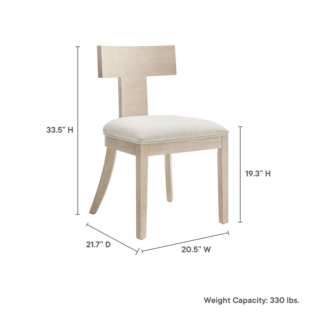 Peregrine Wood and Fabric Upholstered Dining Chairs Set of 2 by Modway