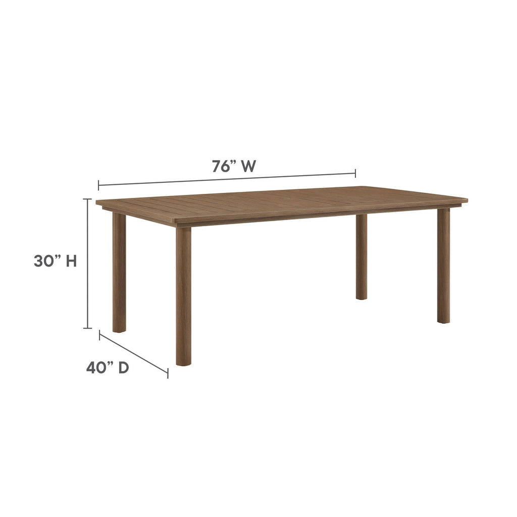 Abacus 7-Piece Rectangular Outdoor Patio Aluminum Dining Table Set with Rattan Armchairs by Modway