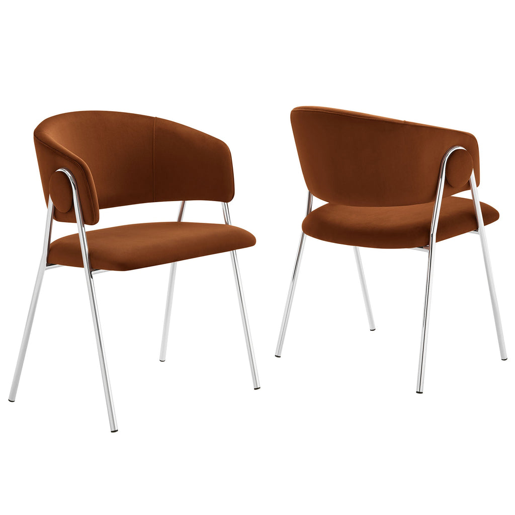 Nella Upholstered Performance Velvet Dining Chair Set of 2 by Modway