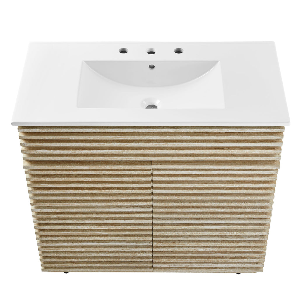 Render 36" Faux Travertine Bathroom Vanity With Sink by Modway
