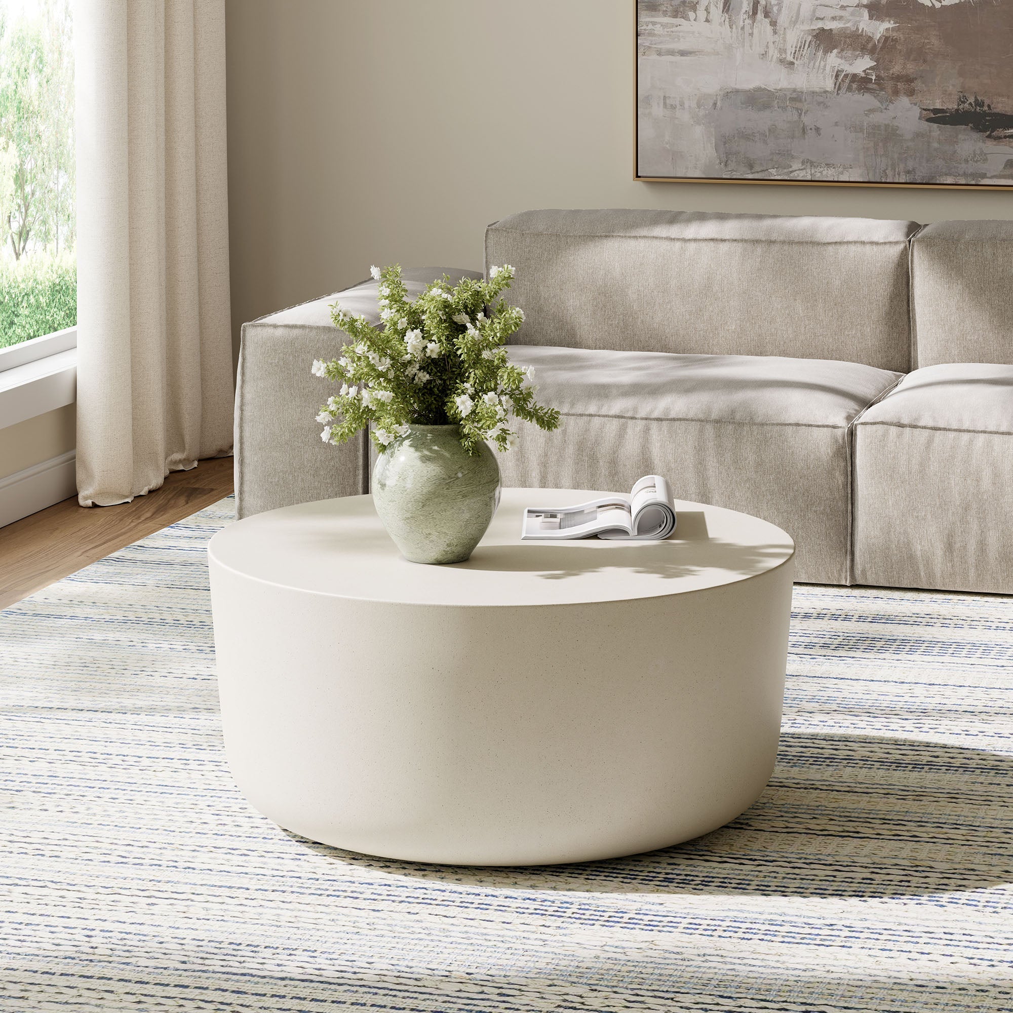 Brion Round Indoor - Outdoor Patio Concrete Coffee Table by Modway