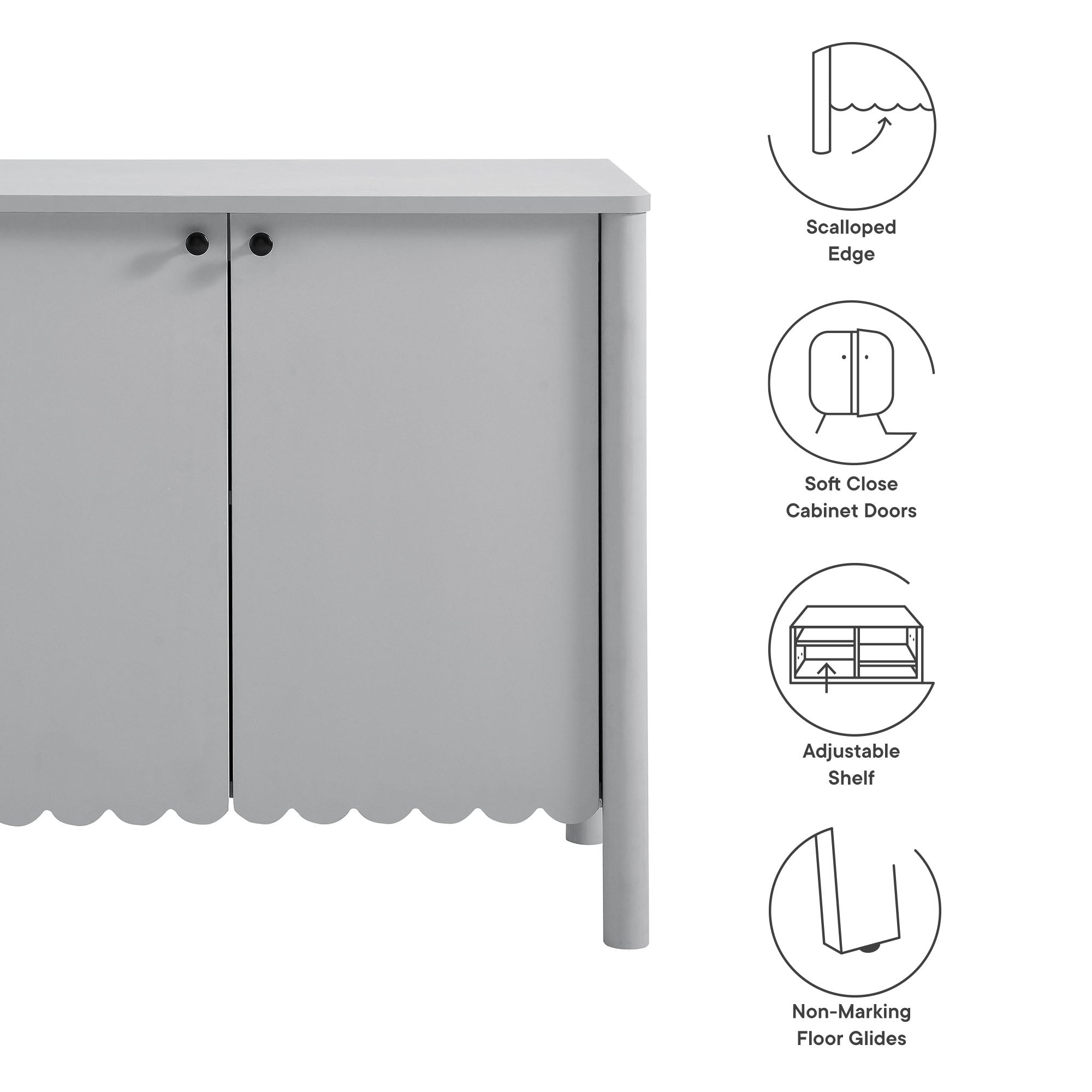 Emmeline 35" 2-Door Scalloped Sideboard Cabinet by Modway