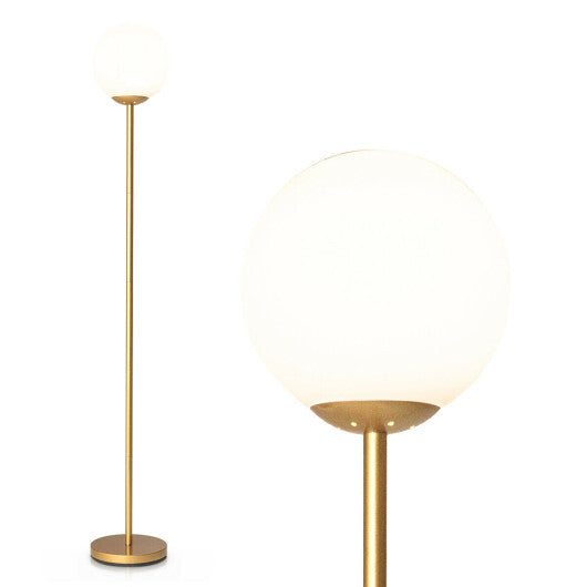 Glass Globe LED Floor Lamp with Glass Lampshade-Golden