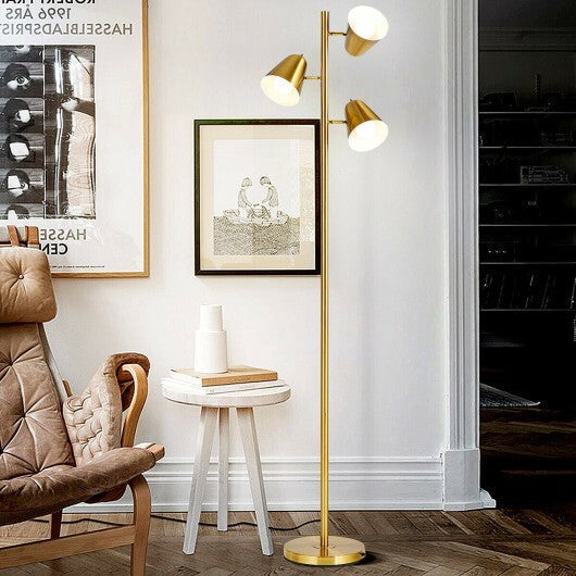 64 Inch 3-Light LED Floor Lamp Reading Light for Living Room Bedroom-Golden