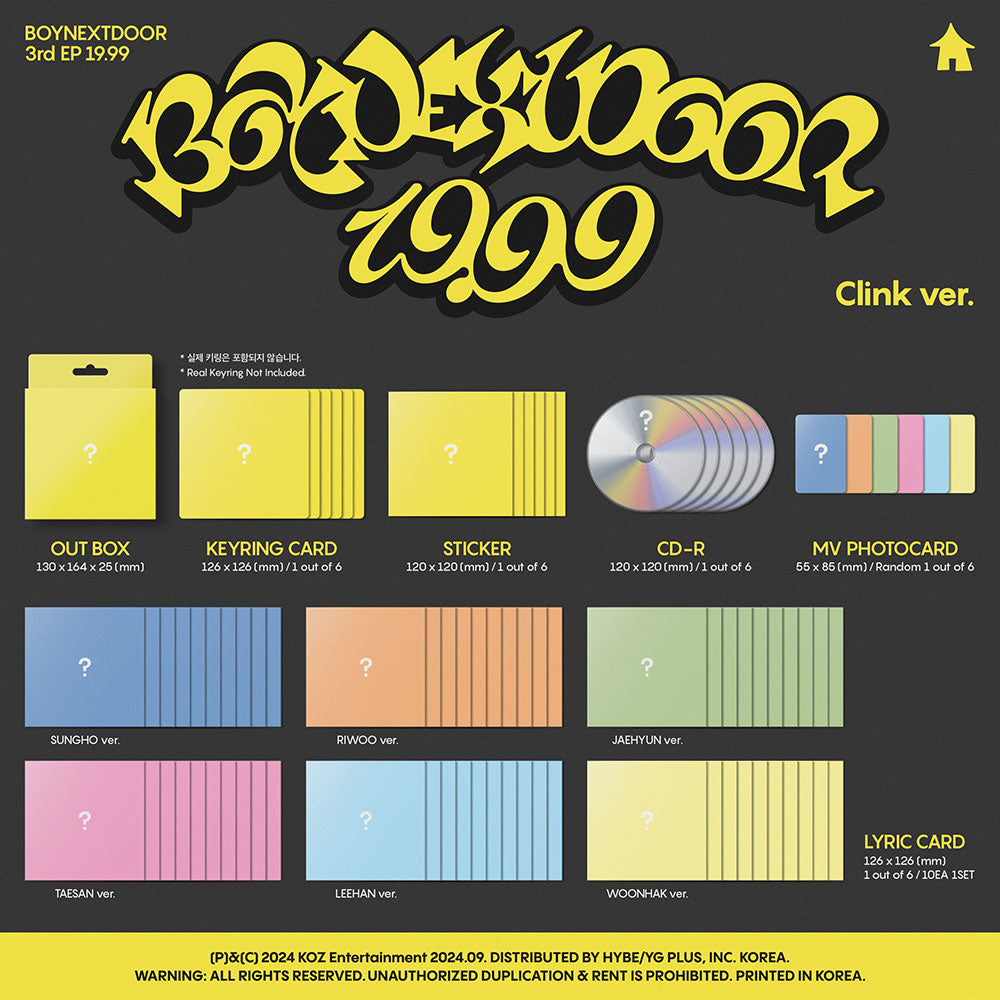 BoyNextDoor 3rd Ep Album - 19.99 Clink Ver (Set)