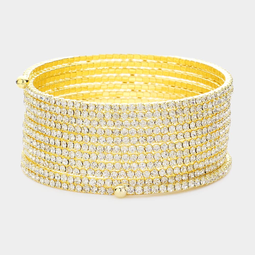 12Rows Rhinestone Coil Evening Bracelet