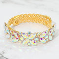 Floral Marquise Round Stone Cluster Adjustable Evening Bracelet