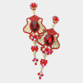 Marquise Stone Trim Dangle Evening Earrings