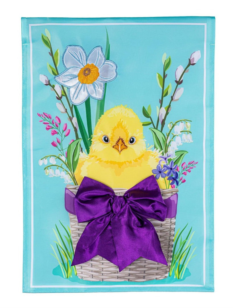 Easter Bow Basket 2 Sided Garden Flag
