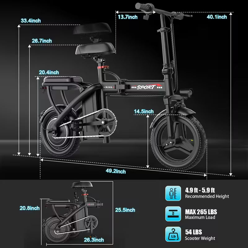 Ebikes for Adults, 500W Lightweight Folding Electric Bike for Adults, 20MPH 35Mile Long Range Commuter Electric Bicycle