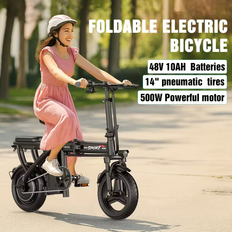 Ebikes for Adults, 500W Lightweight Folding Electric Bike for Adults, 20MPH 35Mile Long Range Commuter Electric Bicycle