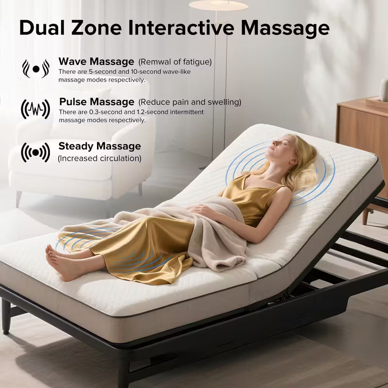 Electric Adjustable Bed Frame, Twin XL - Wireless Remote, Head/Foot Incline, Night Light, 4 Height-Adjustable Legs,Two types of USB ports-Type-A and Type-C, Easy Assembly
