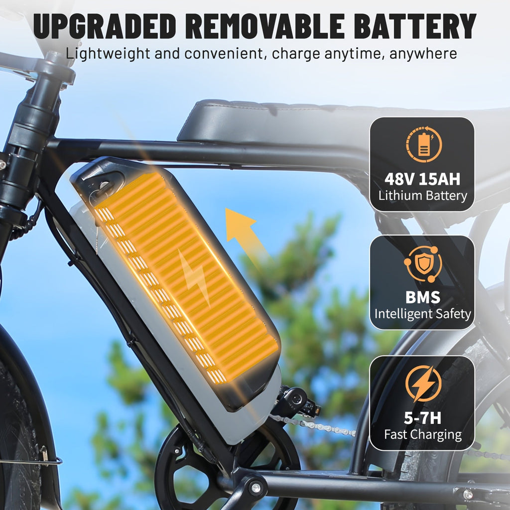 Electric Bike, V8 Electric Mountain Bike with 500W Motor 48V 15Ah