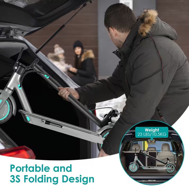 Electric Scooter for Adults | 350W Powerful, 8.5'' Honeycomb Solid Tire, Max Speed 19MPH & 15-20KM, Rechargeable Lithium Battery, Green Iron Frame, Folding & Portable, Perfect for Commuting & Campus, Christmas Gift for & Family
