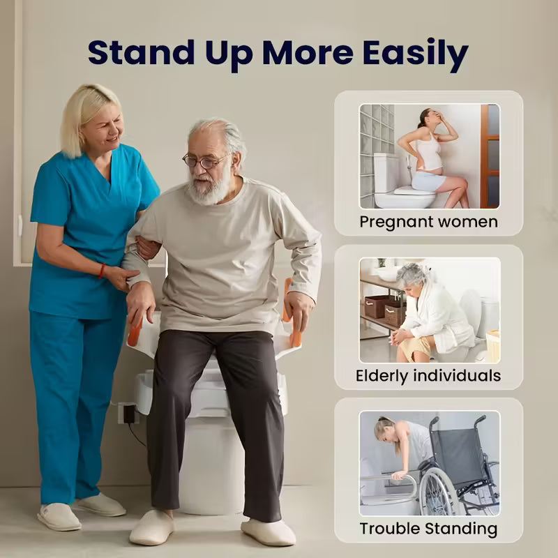 Electric Toilet Lift Seat For Senior, Electric Toilet Seat Lift, Powered Toilet Seat Riser With Handles, Toilet Lift Seat For Elderly, Support To 330LBS