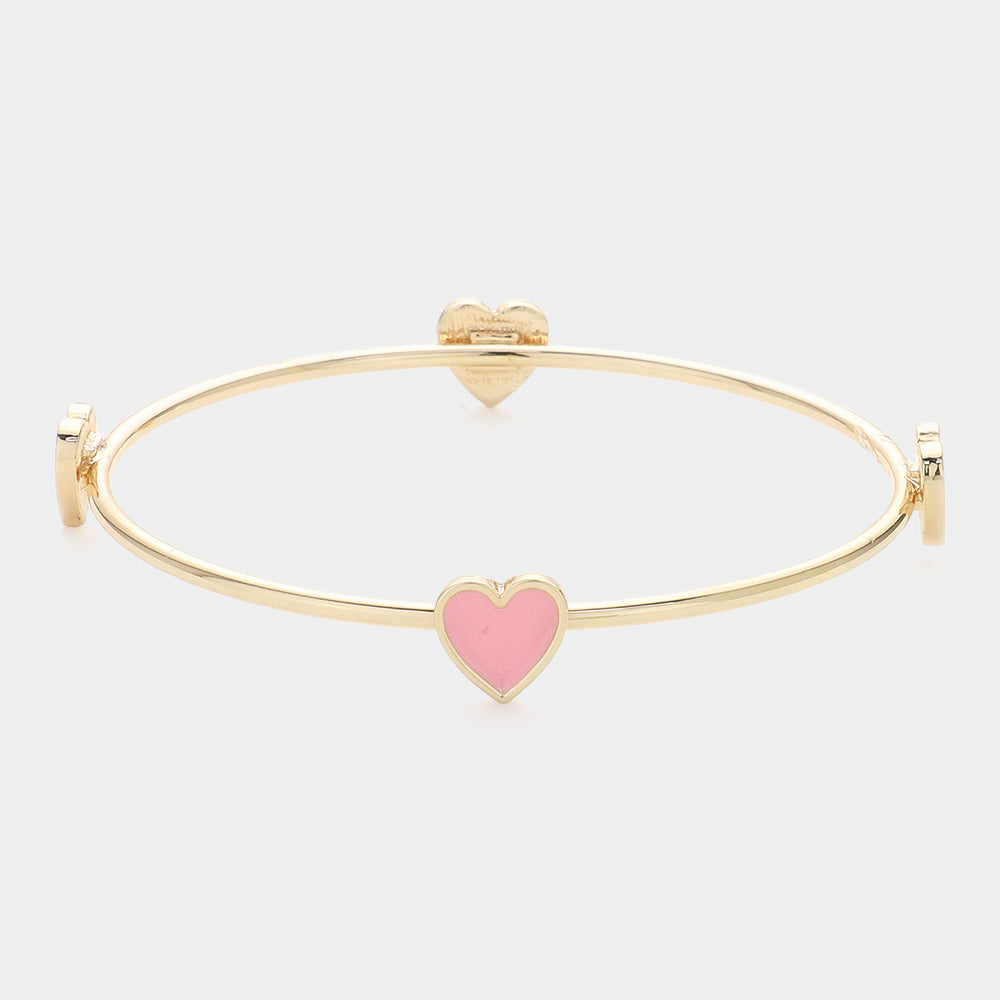 Enamel Heart Pointed Bangle Bracelet