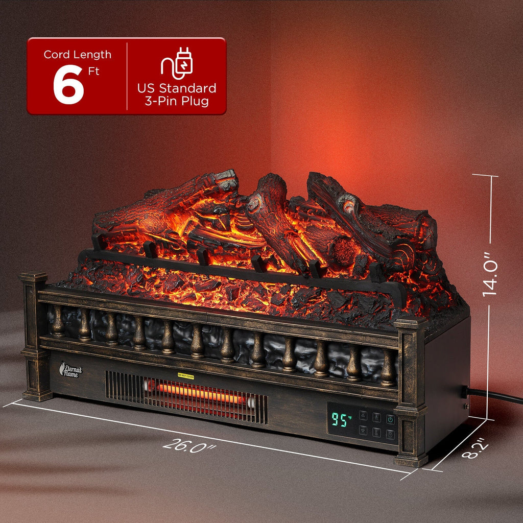 (Open Box) Eternal Flame EF26-LG Smart Electric Fireplace Logs, WiFi Enabled