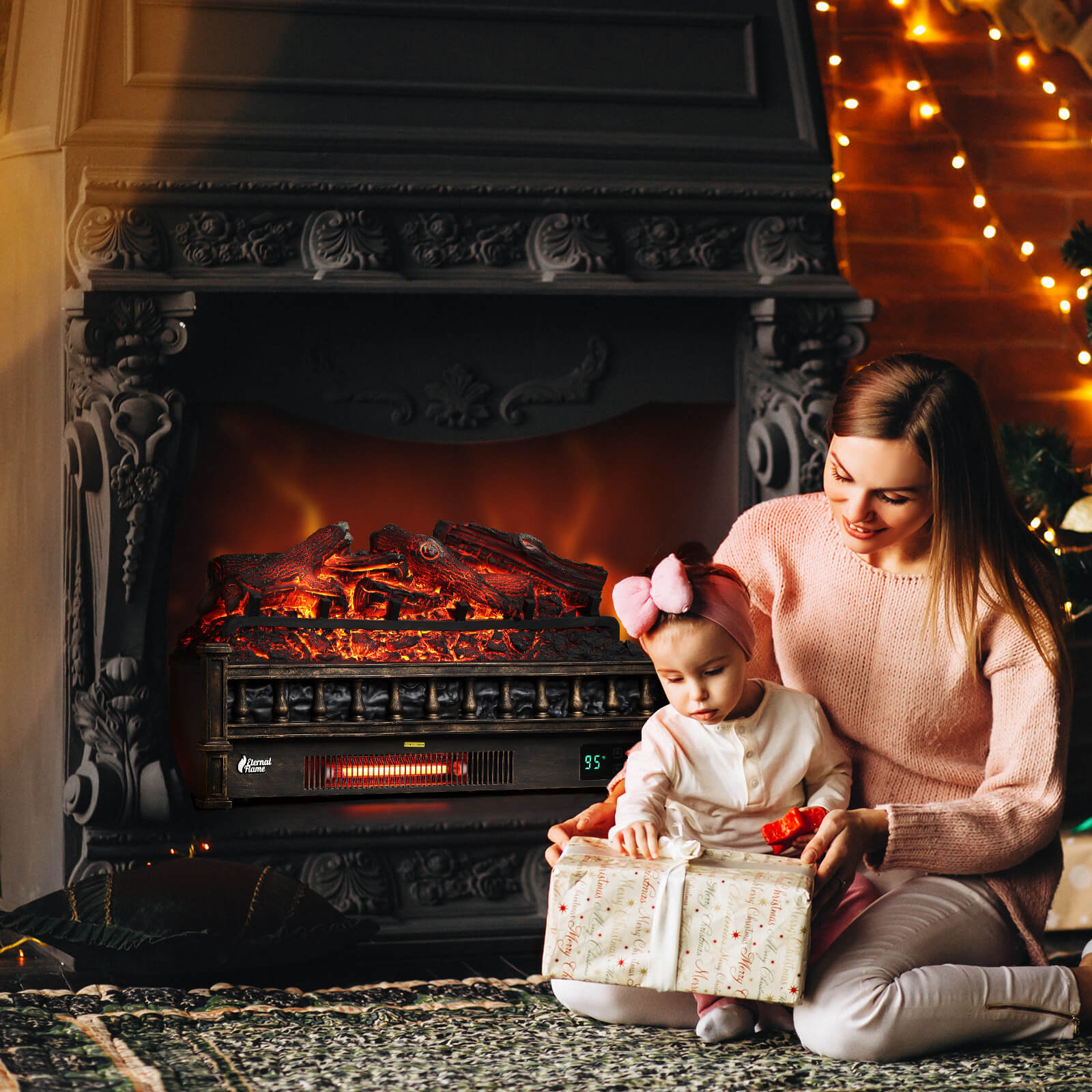 (Open Box) Eternal Flame EF26-LG Smart Electric Fireplace Logs, WiFi Enabled