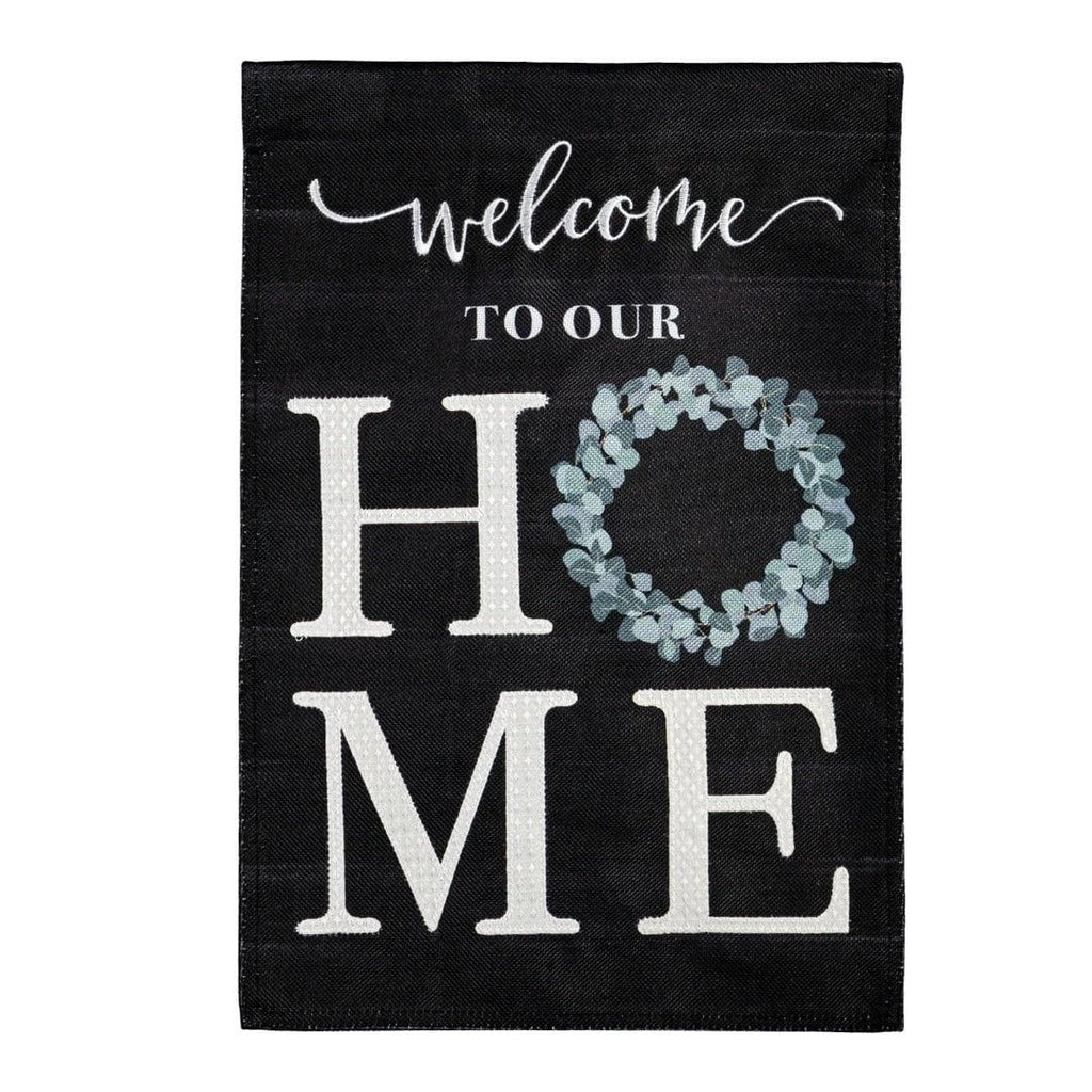 Eucalyptus Welcome Garden Flag 2 Sided Burlap