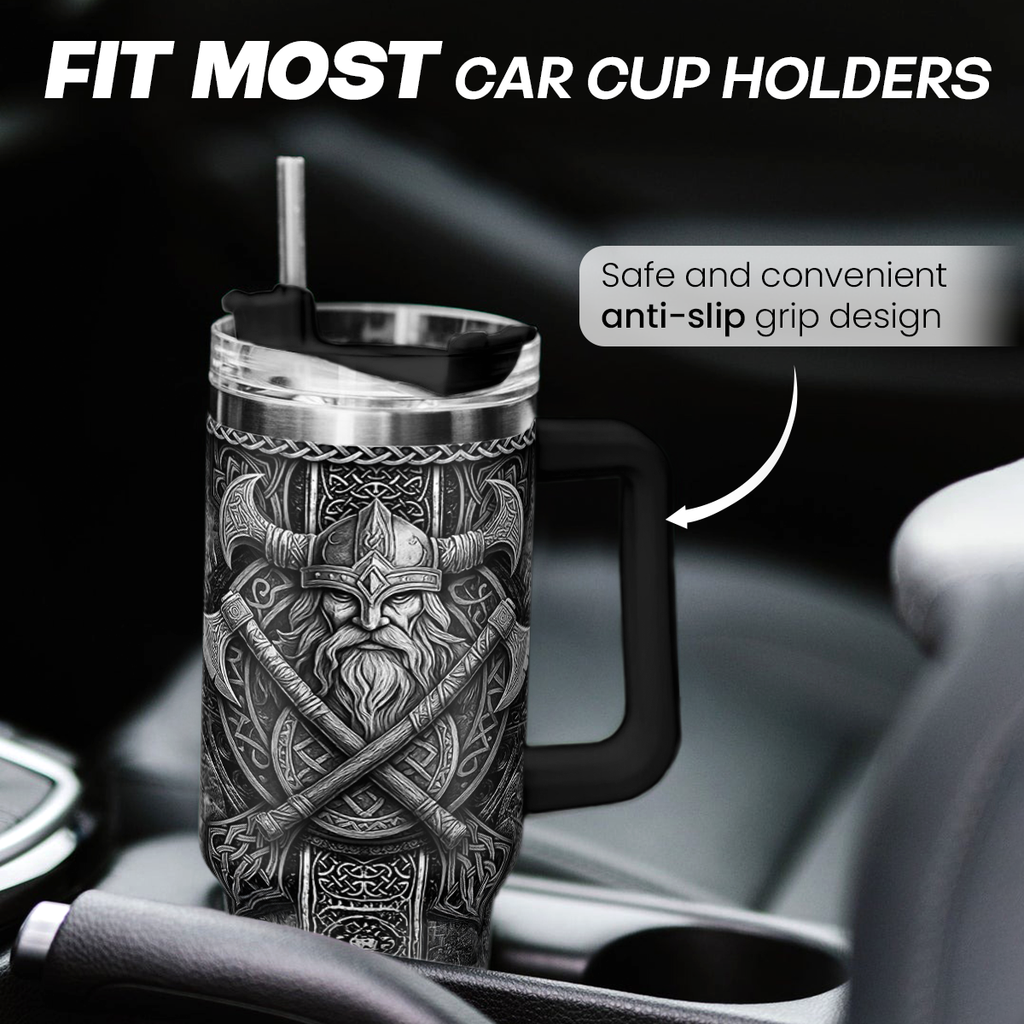 Black Viking Quencher Tumbler with Handle 40oz