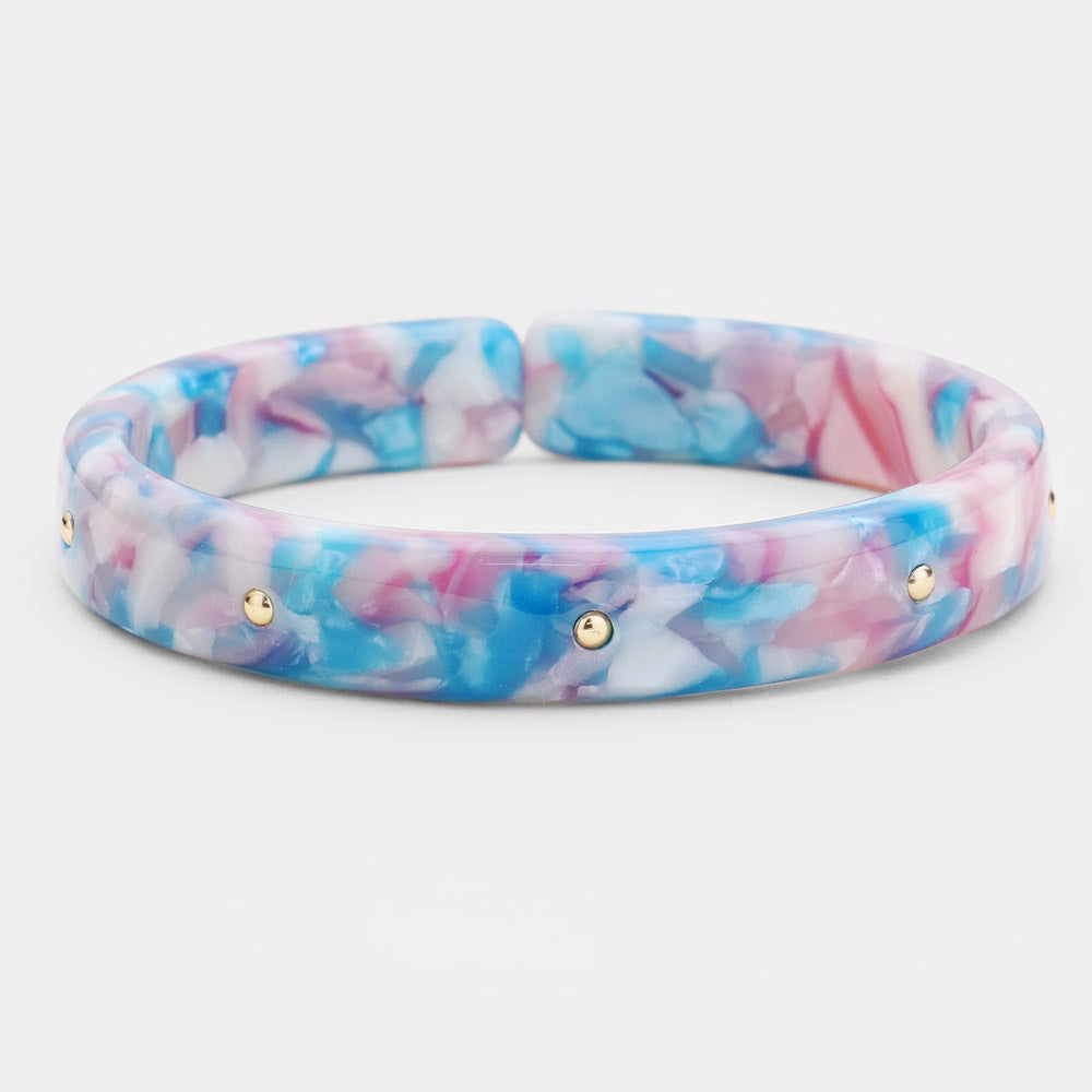 Metal Studded Celluloid Acetate Adjustable Bracelet