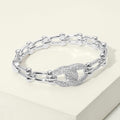 14K Gold Plated CZ Pave Link Centerpiece Industrial Chain Link Hinged Bangle Bracelet
