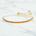 Brass Metal Rhinestone Adjustable Pull Tie Bracelet