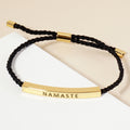 Gold Dipped NAMASTE Message Bar Pointed Rope Adjustable Cinch Pull Tie Bracelet