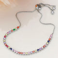 Round CZ Stone Bezel Adjustable Pull Tie Bracelet