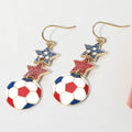 USA Glittered Double Star Soccer Ball Drop Earrings