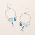 Lighthouse Sea Glass Charm Drop Open Ring Dangle Earrings