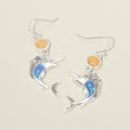 Round Swordfish Charm Link Drop Dangle Earrings