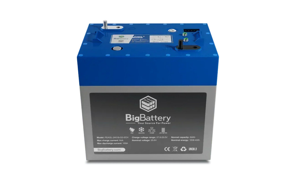 BigBattery 24V EAGLE 2 – LiFePO4 – 64Ah – 1.63kWh Lithium Battery