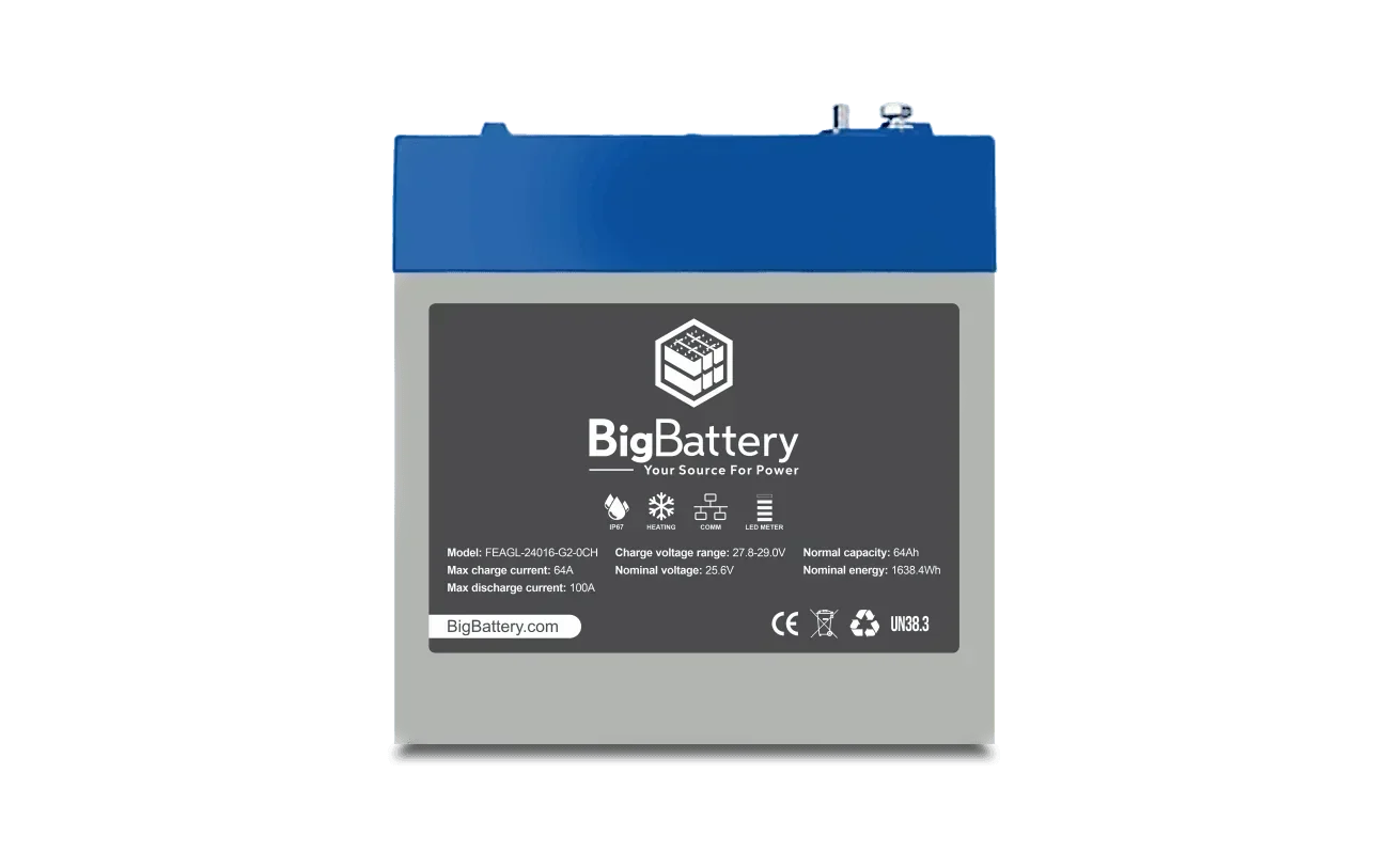 BigBattery 24V EAGLE 2 – LiFePO4 – 64Ah – 1.63kWh Lithium Battery