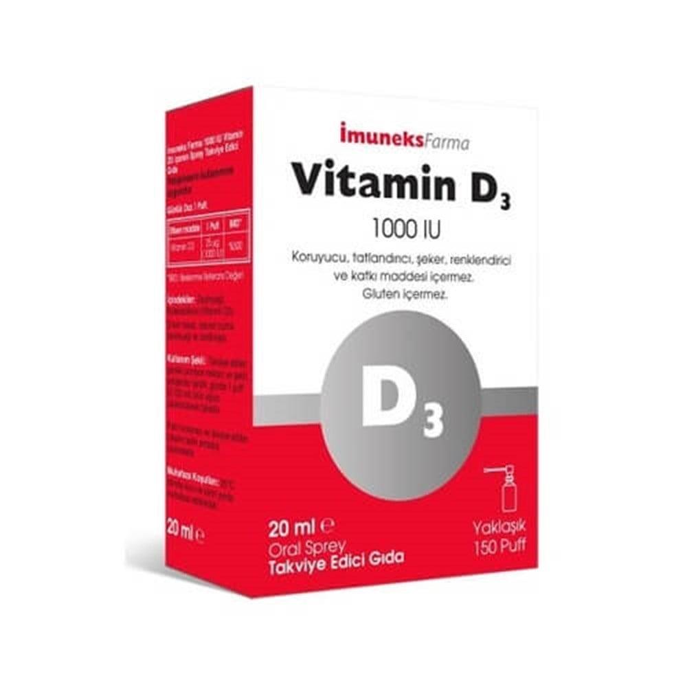 _muneks Vitamin D3 1000 IU Spray Supplement for Adults and Children Over 11 - 20ml, 150 Puffs