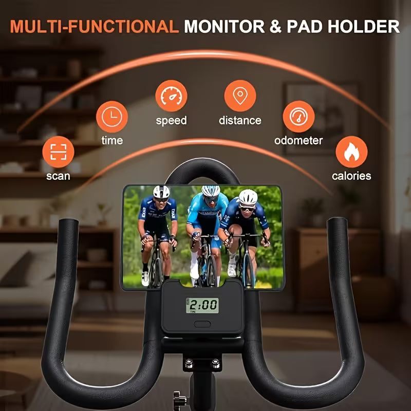 FIT Indoor Exercise Bike, Cycling Bike Plus Magnetic Resistance/Brake Pad Stationary Bike with Tablet Holder LCD Monitor 300lbs Weight Capacity &Upgraded Comfortable Seat Cushion