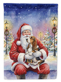 Basset Hound with Santa Claus Garden Flag Mailbox Decorative Yard Banner Outside Patio Artwork for Flower Beds, Garden Size, Multicolor