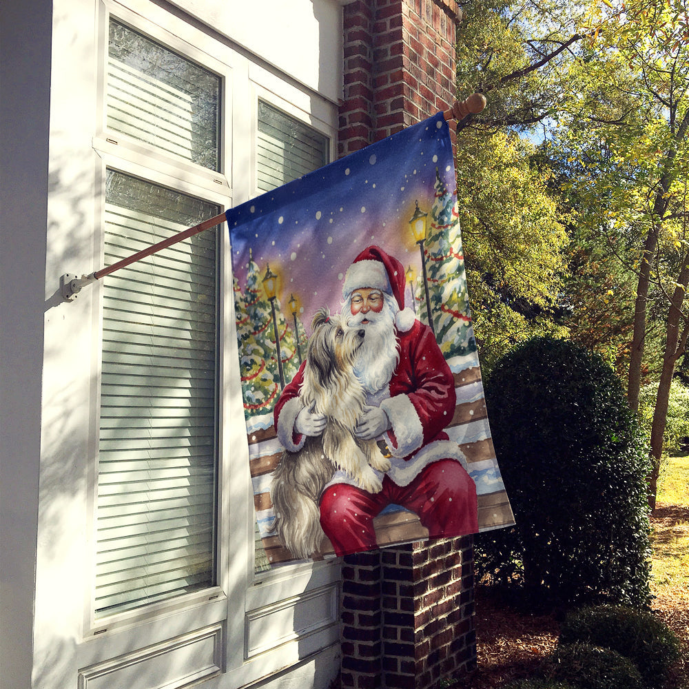 Bearded Collie with Santa Claus House Flag 28x40 Porch Sleeve Pole Decorative Outside Yard Banner Artwork Wall Hanging, Polyester