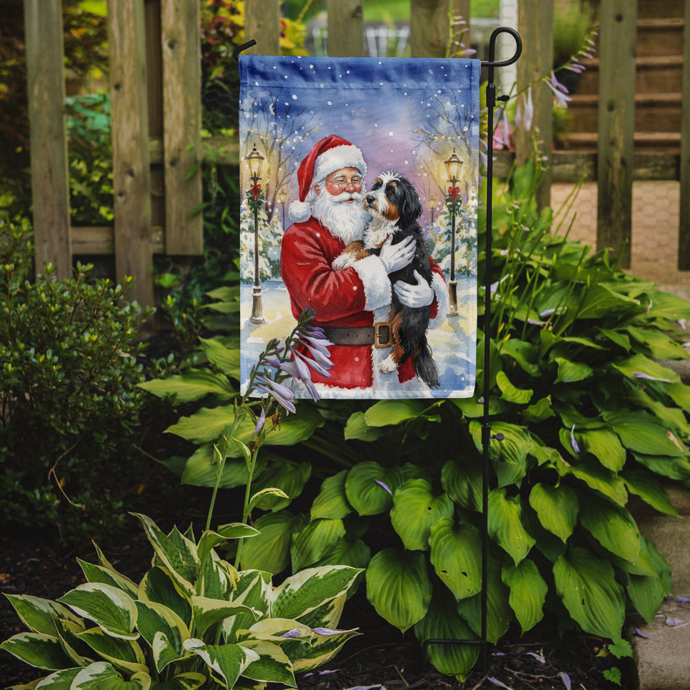 Bernedoodle with Santa Claus Garden Flag Mailbox Decorative Yard Banner Outside Patio Artwork for Flower Beds, Garden Size, Multicolor