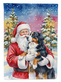 Bernese Mountain Dog with Santa Claus House Flag 28x40 Porch Sleeve Pole Decorative Outside Yard Banner Artwork Wall Hanging, Polyester