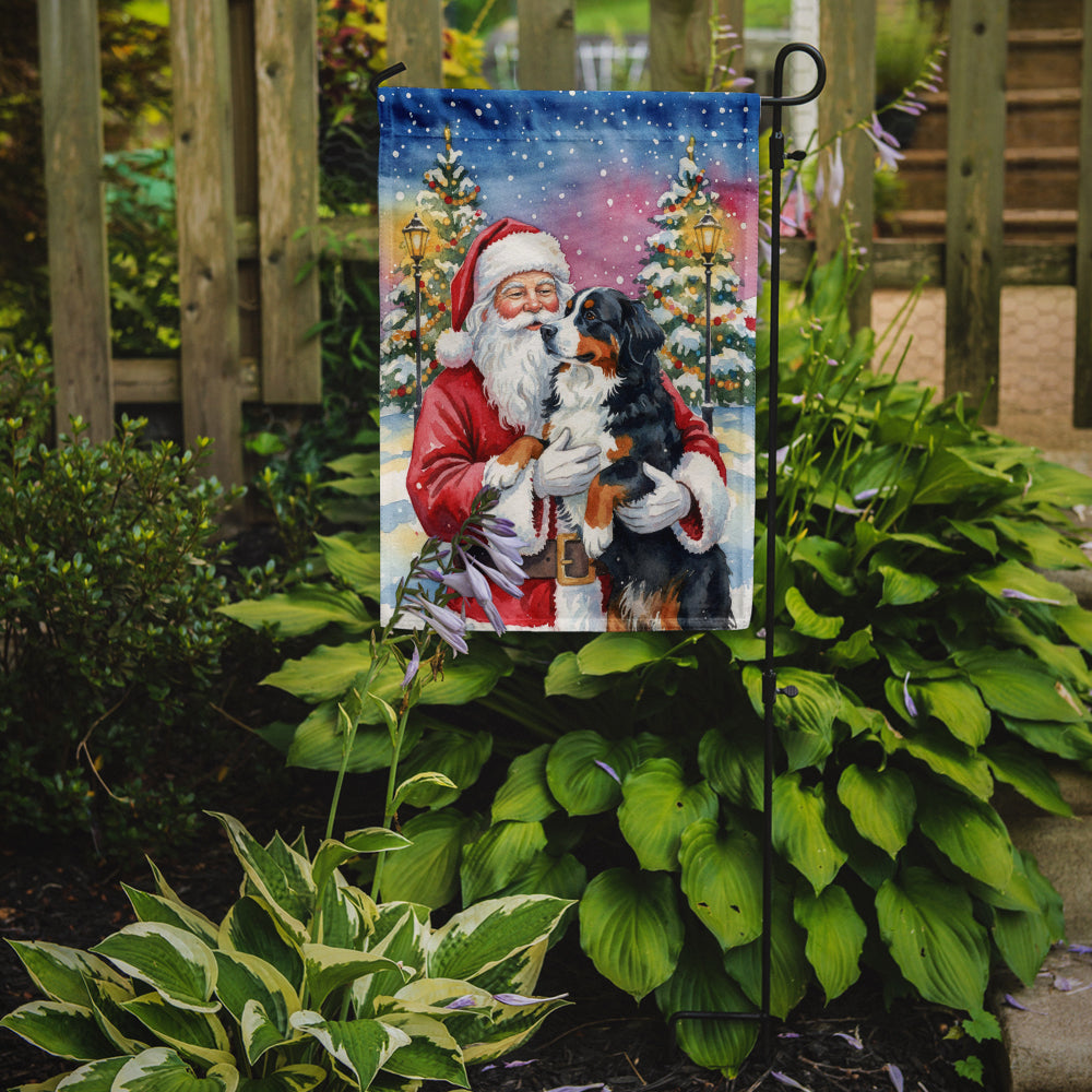 Bernese Mountain Dog with Santa Claus Garden Flag Mailbox Decorative Yard Banner Outside Patio Artwork for Flower Beds, Garden Size, Multicolor