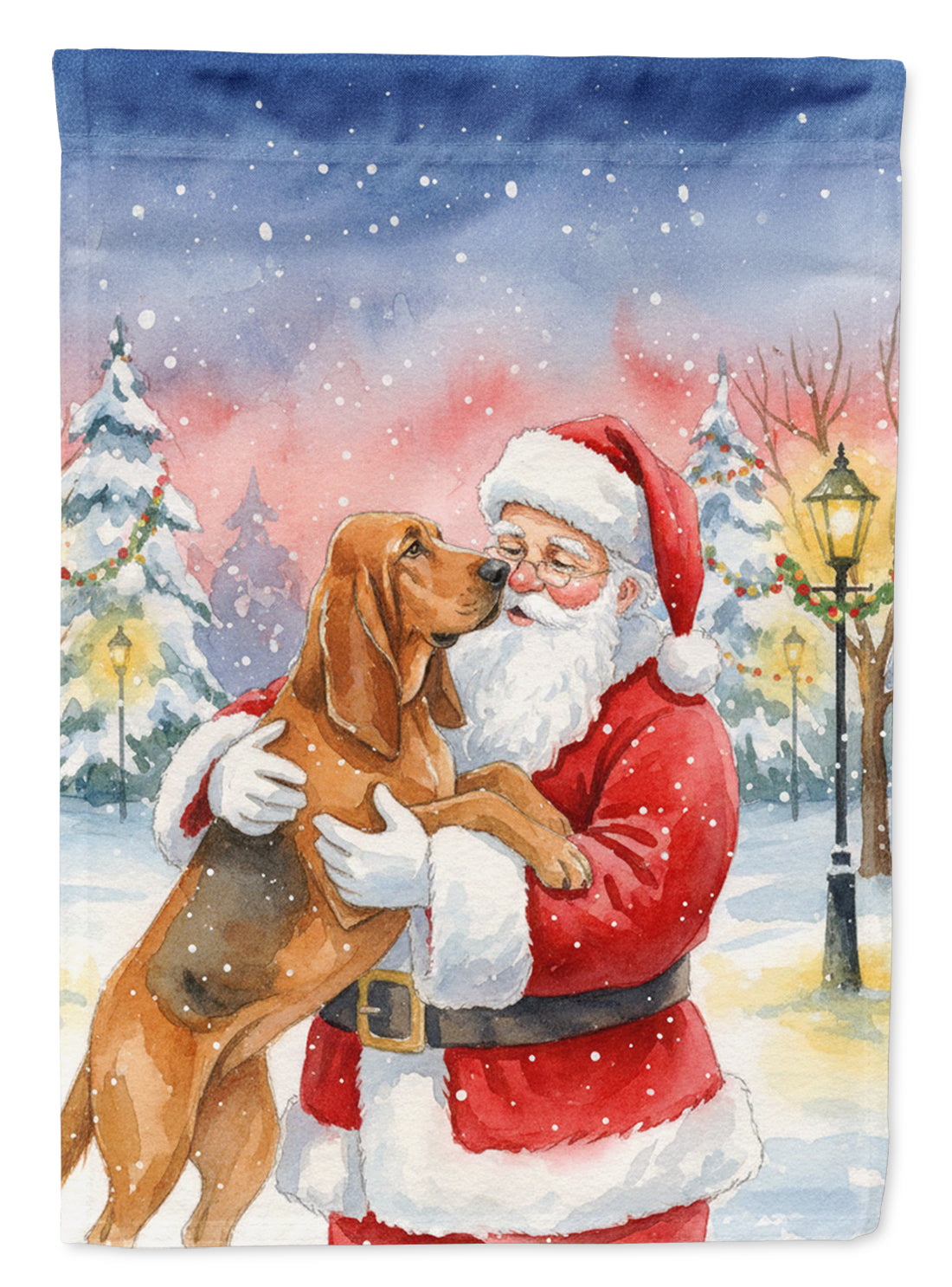Bloodhound with Santa Claus Garden Flag Mailbox Decorative Yard Banner Outside Patio Artwork for Flower Beds, Garden Size, Multicolor