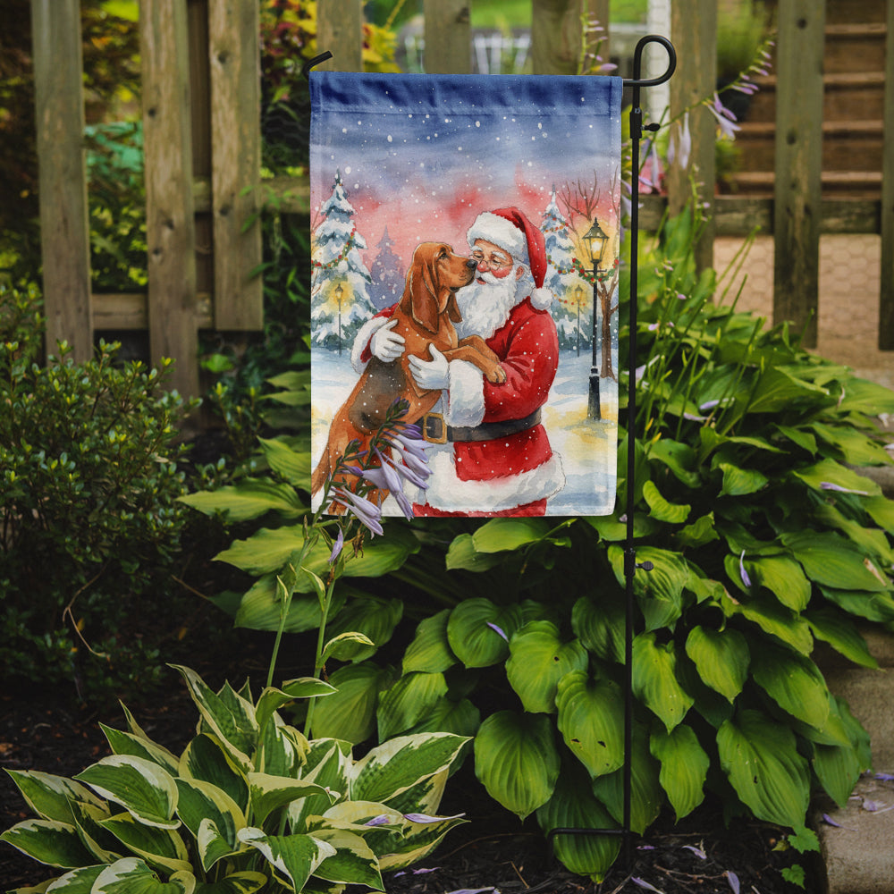 Bloodhound with Santa Claus Garden Flag Mailbox Decorative Yard Banner Outside Patio Artwork for Flower Beds, Garden Size, Multicolor