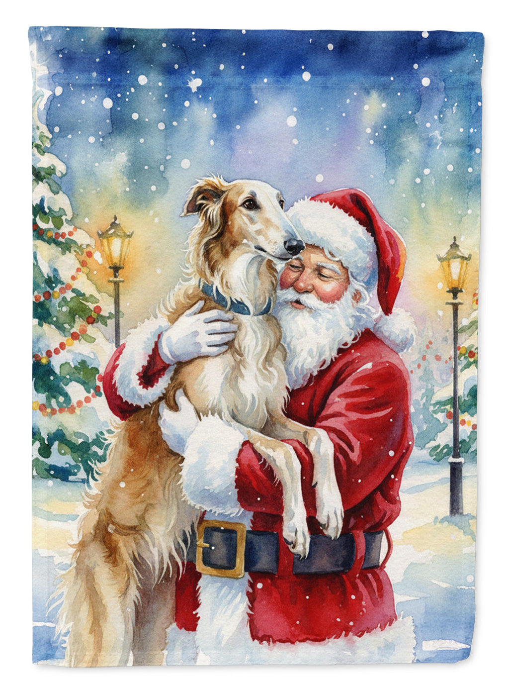 Borzoi/ with Santa Claus Garden Flag Mailbox Decorative Yard Banner Outside Patio Artwork for Flower Beds, Garden Size, Multicolor