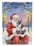 Boston Terrier with Santa Claus Garden Flag Mailbox Decorative Yard Banner Outside Patio Artwork for Flower Beds, Garden Size, Multicolor