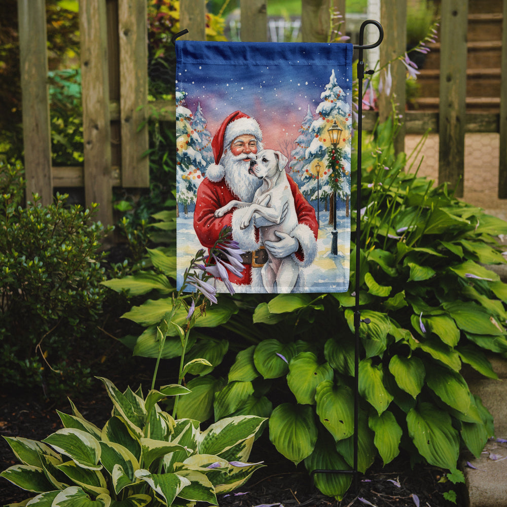 White Boxer with Santa Claus Garden Flag Mailbox Decorative Yard Banner Outside Patio Artwork for Flower Beds, Garden Size, Multicolor