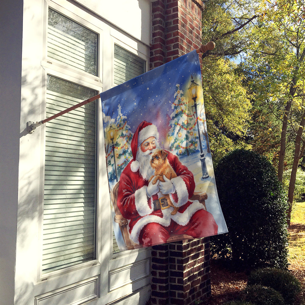 Brussels Griffon with Santa Claus House Flag 28x40 Porch Sleeve Pole Decorative Outside Yard Banner Artwork Wall Hanging, Polyester
