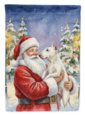 Bull Terrier with Santa Claus House Flag 28x40 Porch Sleeve Pole Decorative Outside Yard Banner Artwork Wall Hanging, Polyester