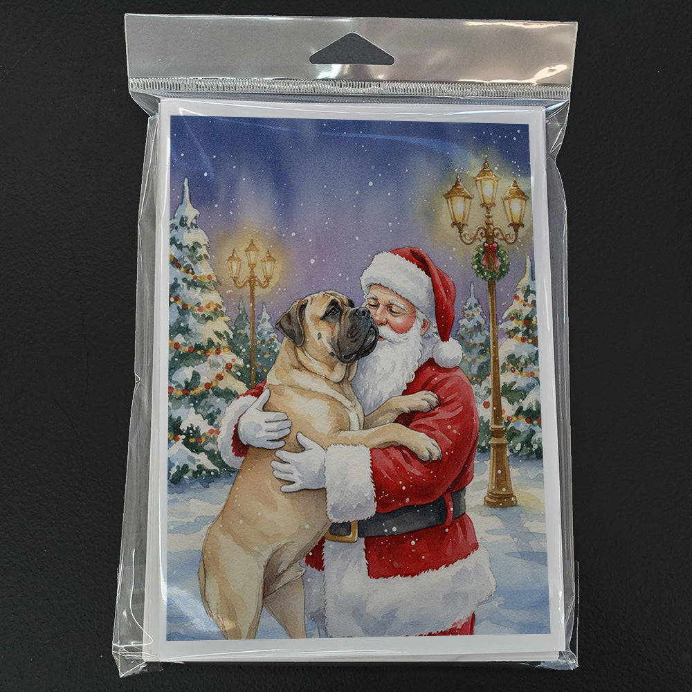 Bullmastiff with Santa Claus Greeting Cards Pack of 8 Blank Cards with Envelopes Whimsical A7 Size 5x7